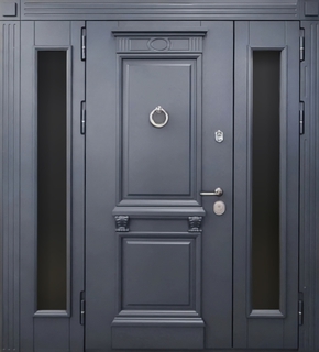 Входная группа с терморазрывом, остеклением и кнокером «кольцо» (МДФ RAL с багетом) Входная группа с терморазрывом, остеклением и кнокером «кольцо» (МДФ RAL с багетом)