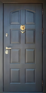 Стальная термодверь МДФ шпон с кнокером «лев»