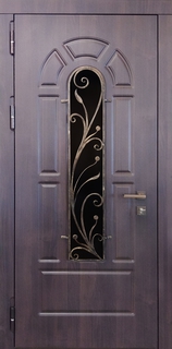Металлическая термодверь с остеклением и ковкой (отделка МДФ ПВХ) Металлическая термодверь с остеклением и ковкой (отделка МДФ ПВХ)